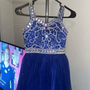 Y&C Girls Halter Crystal Floor Length Ruffled Ball Gown Beads Pageant Dresses